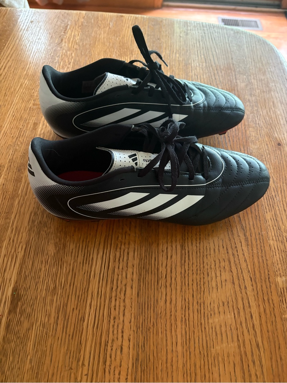adidas Black and White Soccer Cleats with Classic Three-Stripes